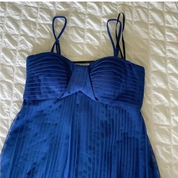 Calvin Klein Blue Pleated mesh Dress - Picture 2 of 7